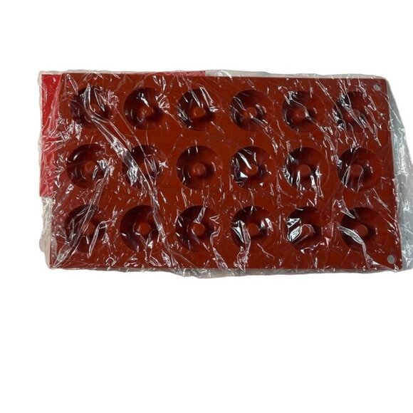Silikomart Red Silicone Baking Mold  Mini Donut Size New Sealed u Italy 18 Slots - Picture 2 of 3